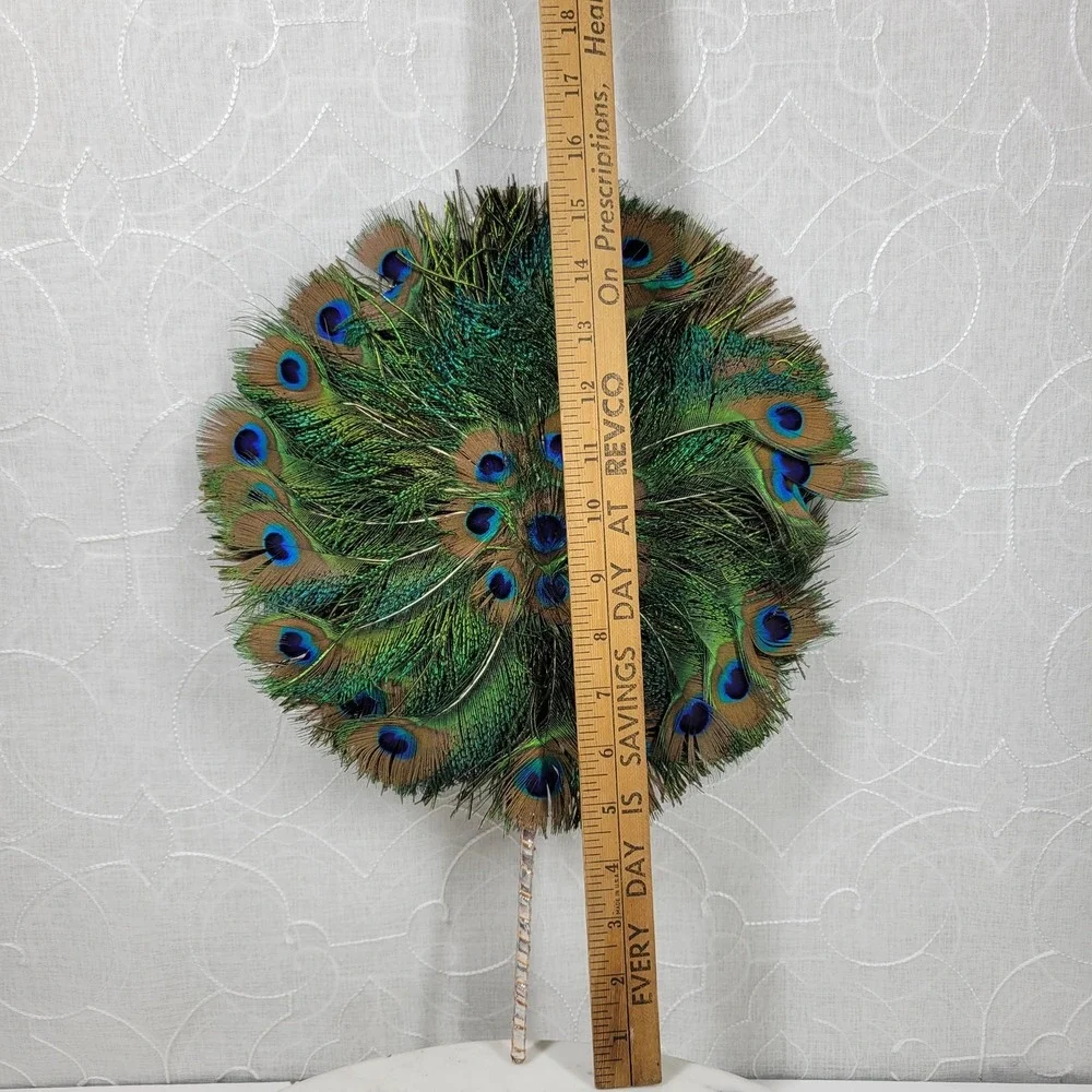 Vintage Peacock Feather Fan 12